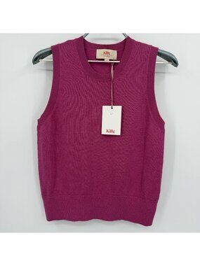 Kilte Collection Carrie Cotton Cashmere Sleeveless Sweater Tank in Fuchsia 0/XS